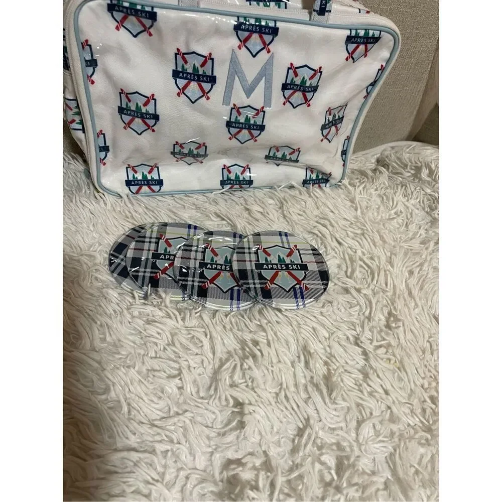 New Mark and Graham Clear Coated Travel Pouch Apres Ski Crest